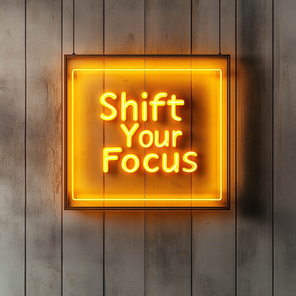 "Shift Your Focus" - Yellow Neon Sign, 24 Inches