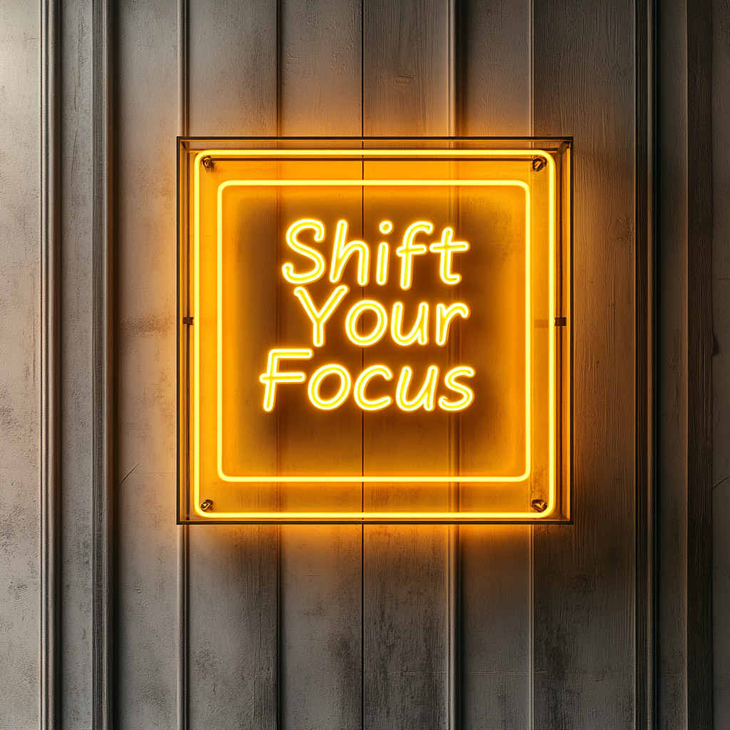 "Shift Your Focus" - Yellow Neon Sign, 24 Inches