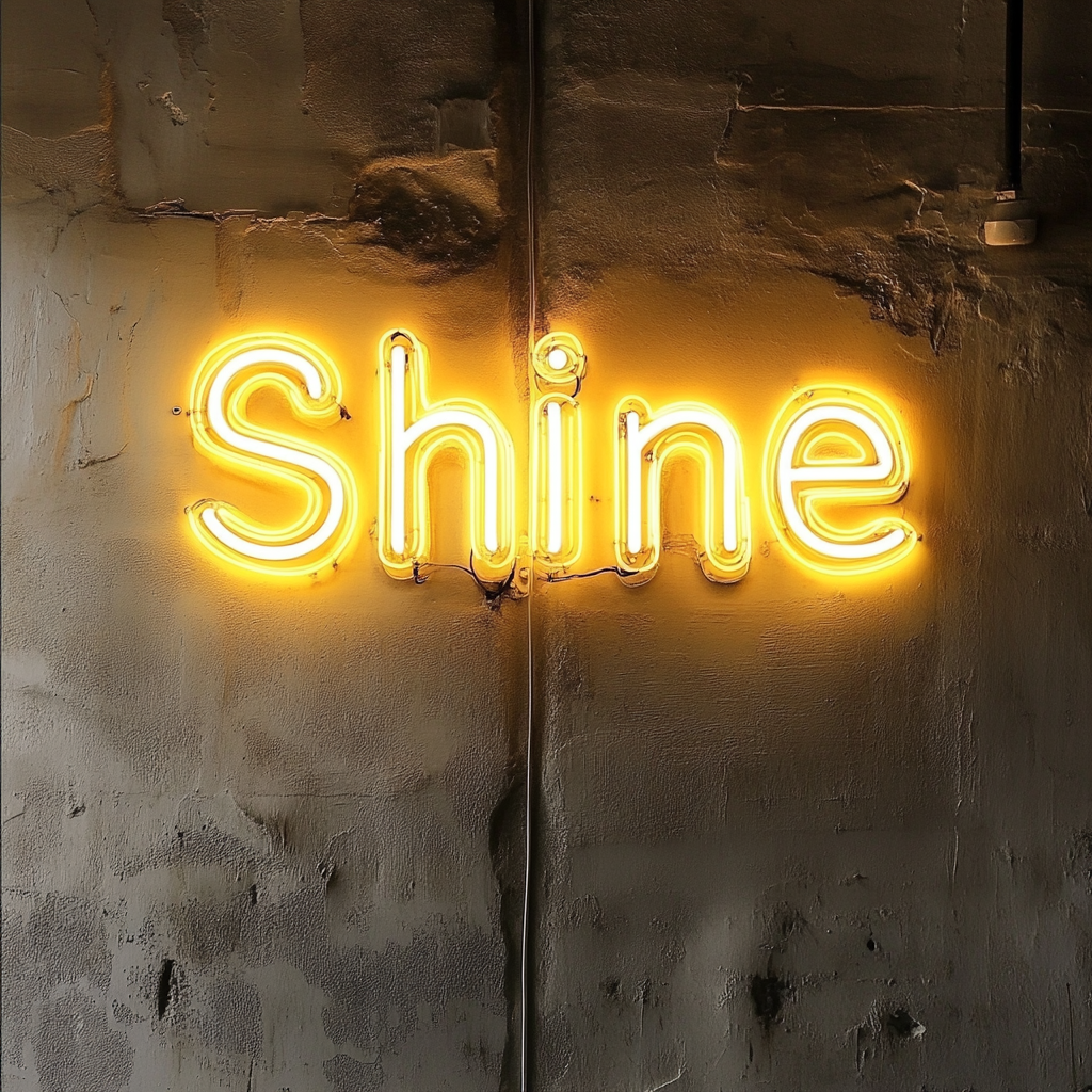 Shine - Yellow Neon Sign, 18 Inches