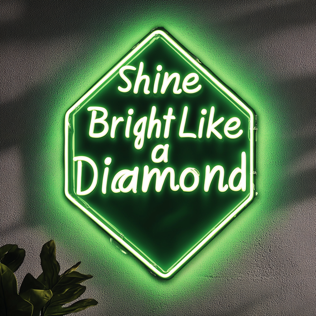 Shine Bright Like a Diamond - Green Neon Sign, 18 Inches