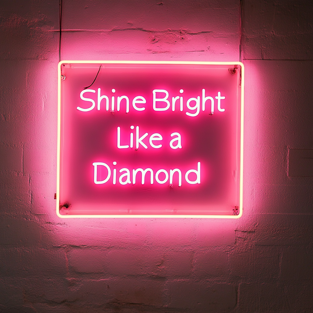 Shine Bright Like a Diamond - Pink Neon Sign, 24 Inches