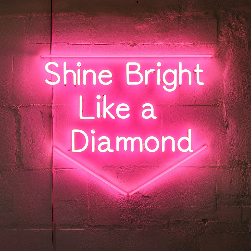Shine Bright Like a Diamond - Pink Neon Sign, 18 Inches