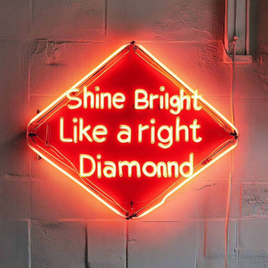 Shine Bright Like a Diamond - Red Neon Sign, 24 Inches