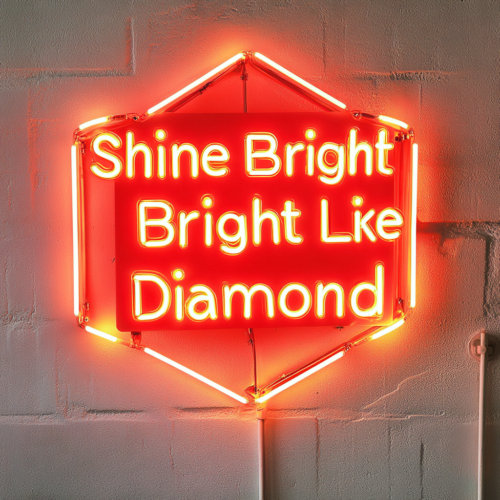 Shine Bright Like a Diamond - Red Neon Sign, 18 Inches