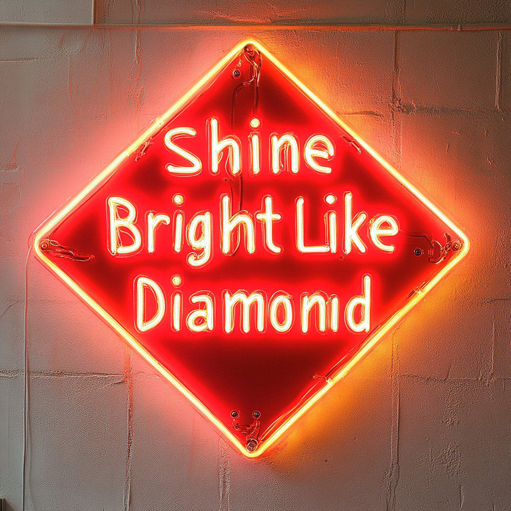 Shine Bright Like a Diamond - Red Neon Sign, 18 Inches