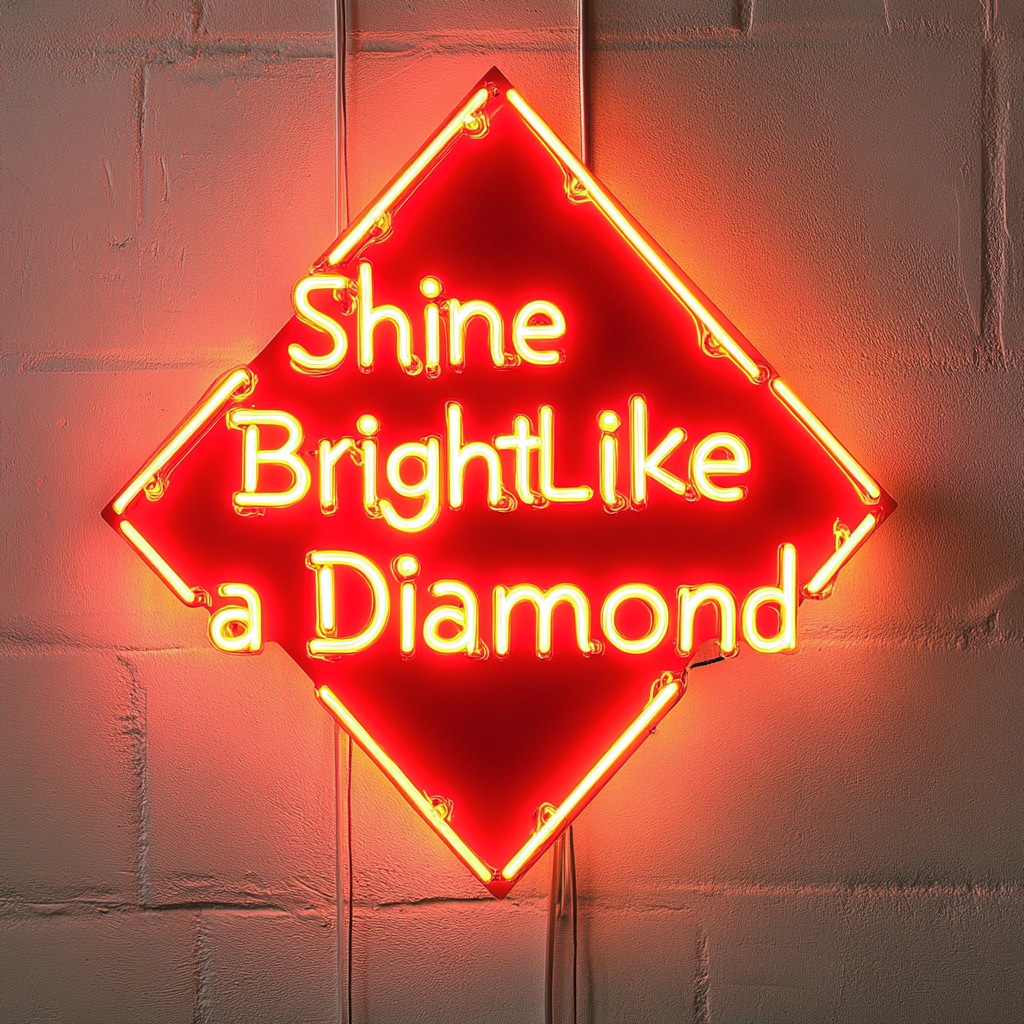 Shine Bright Like a Diamond - Red Neon Sign, 18 Inches