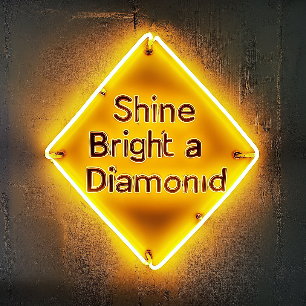 Shine Bright Like a Diamond - Yellow Neon Sign, 24 Inches