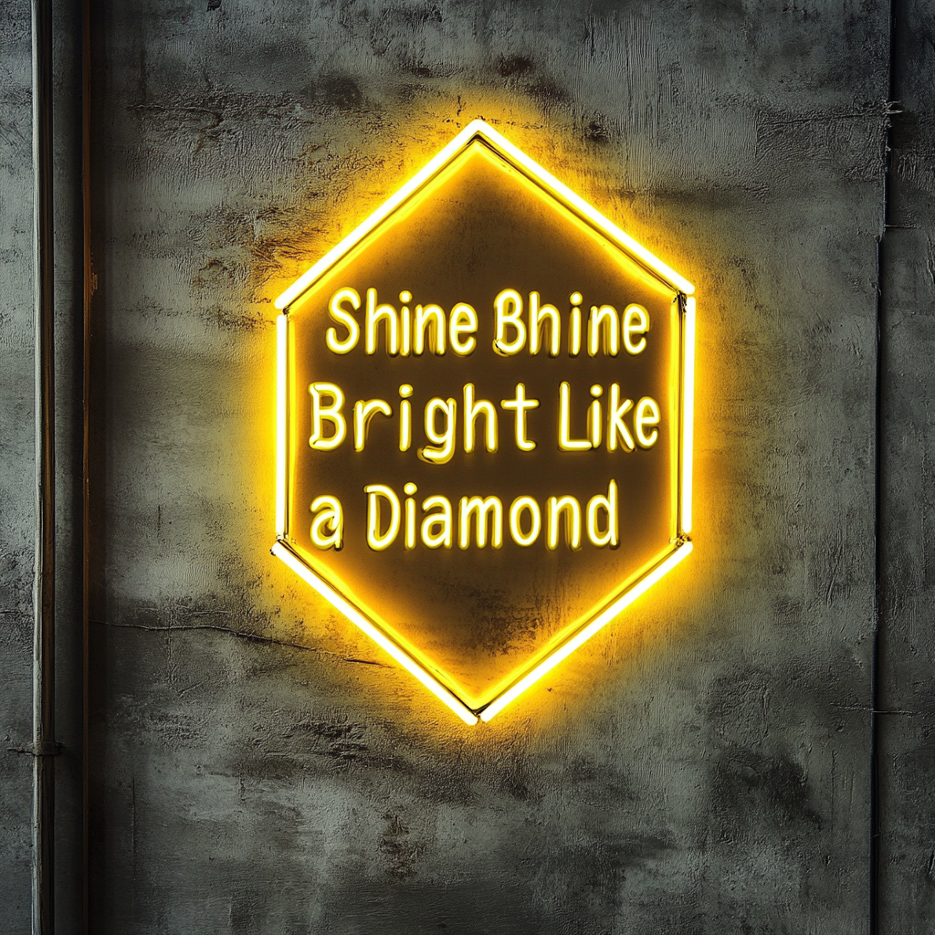 Shine Bright Like a Diamond - Yellow Neon Sign, 18 Inches