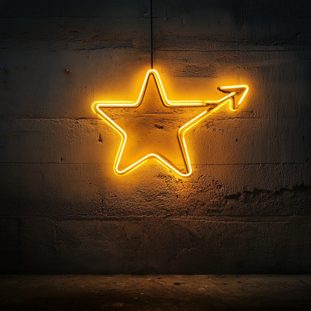 Shooting Star - Yellow Neon Sign, 18 Inches