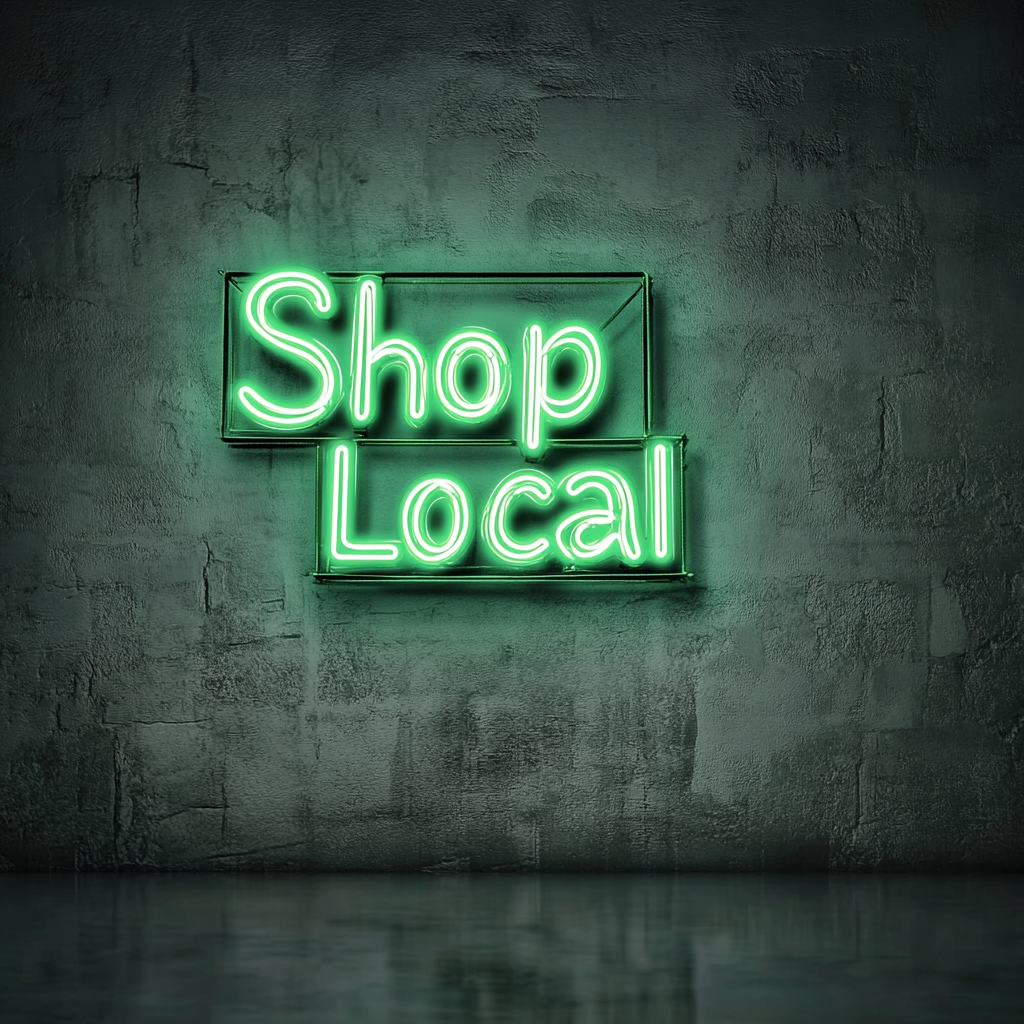 "Shop Local" - Green Neon Sign, 18 Inches