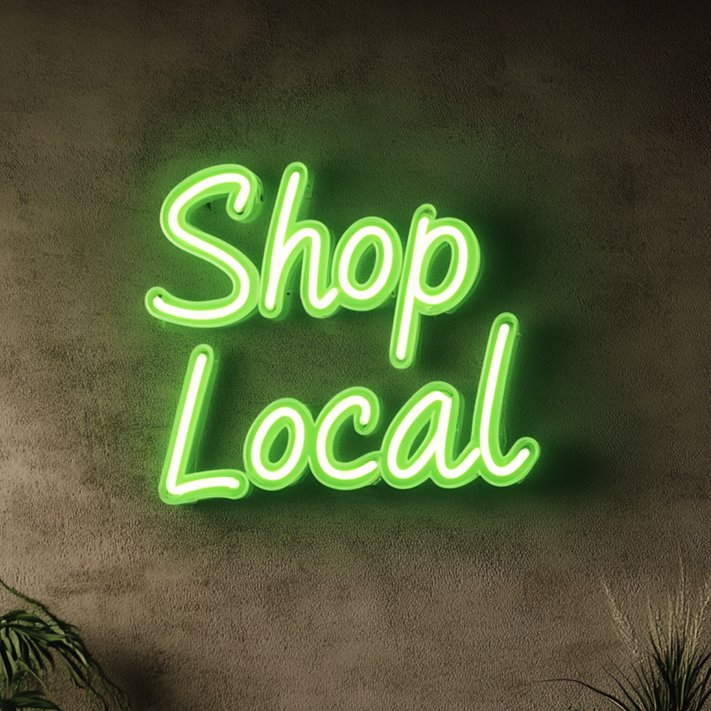 "Shop Local" - Green Neon Sign, 18 Inches