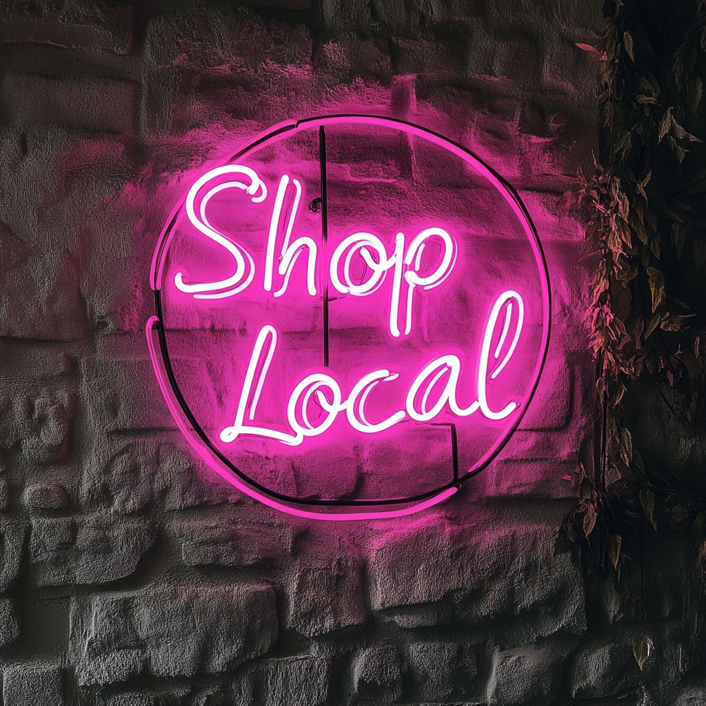 "Shop Local" - Pink Neon Sign, 24 Inches