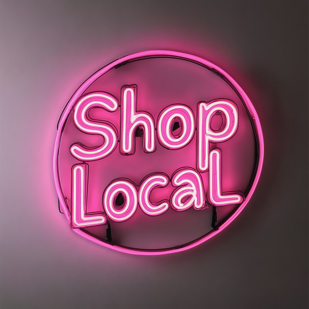 "Shop Local" - Pink Neon Sign, 24 Inches