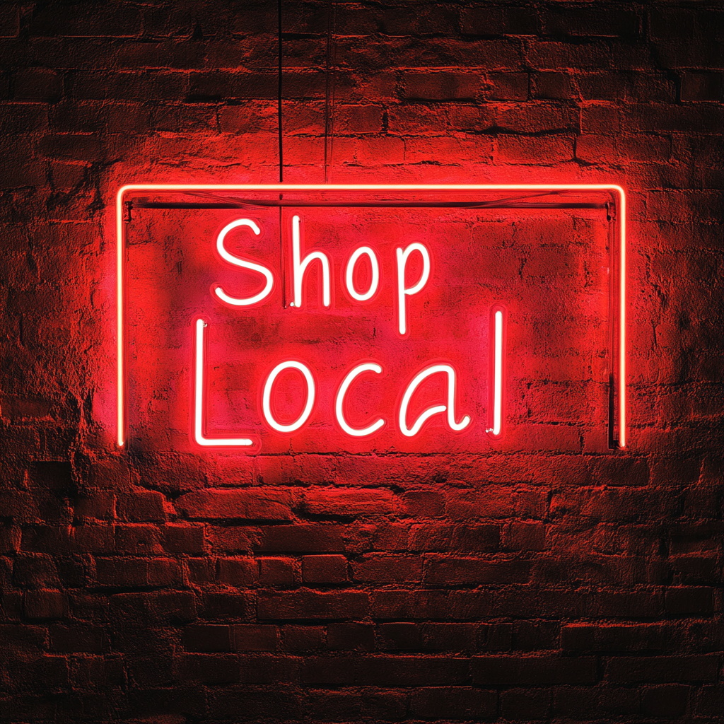 "Shop Local" - Red Neon Sign, 24 Inches