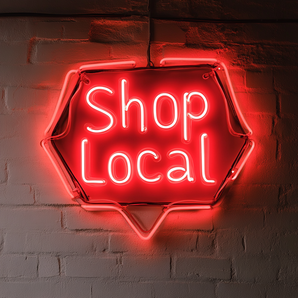 "Shop Local" - Red Neon Sign, 24 Inches