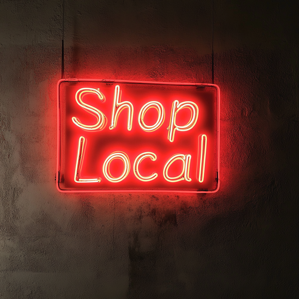 "Shop Local" - Red Neon Sign, 24 Inches