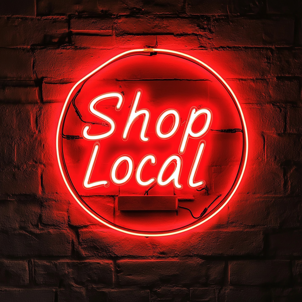 "Shop Local" - Red Neon Sign, 24 Inches