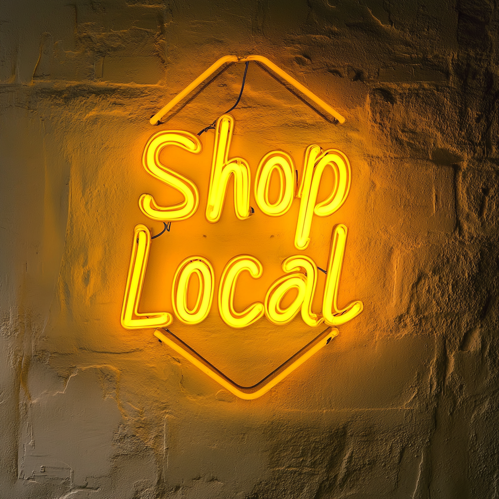 "Shop Local" - Yellow Neon Sign, 24 Inches