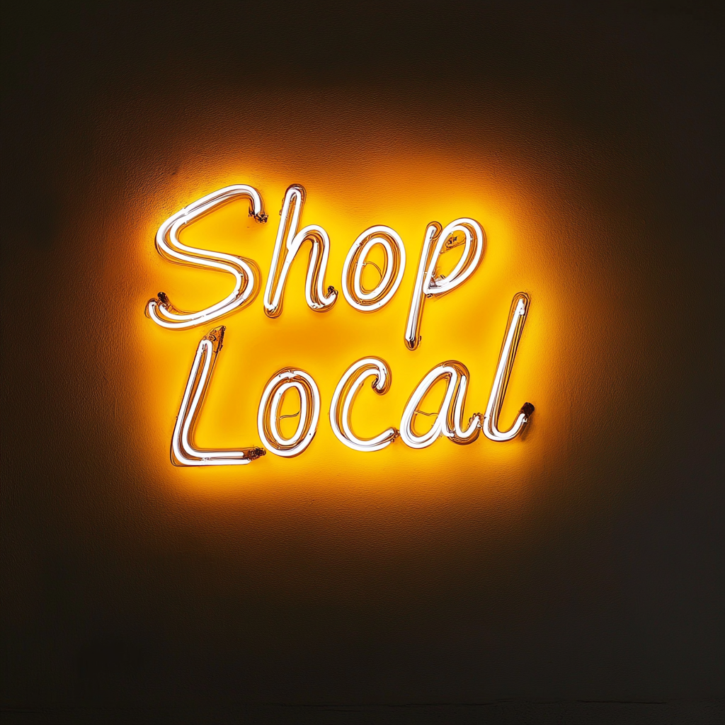 "Shop Local" - Yellow Neon Sign, 24 Inches