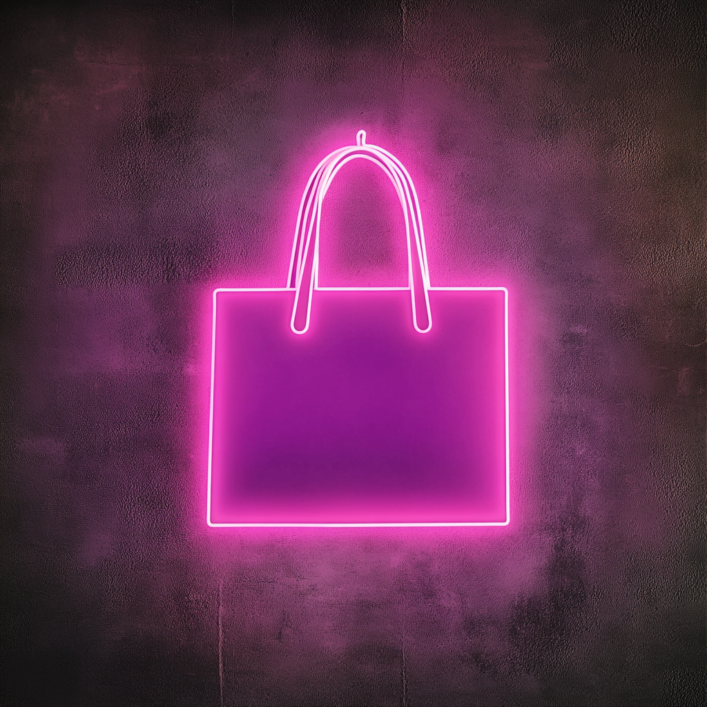 Shopping Bag - Pink Neon Sign, 24 Inches