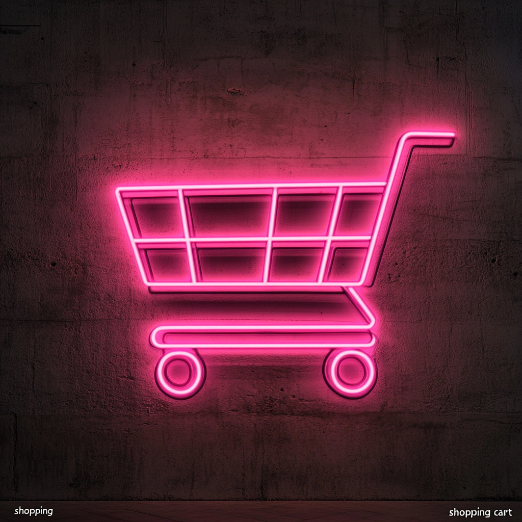 Shopping Cart - Pink Neon Sign, 18 Inches