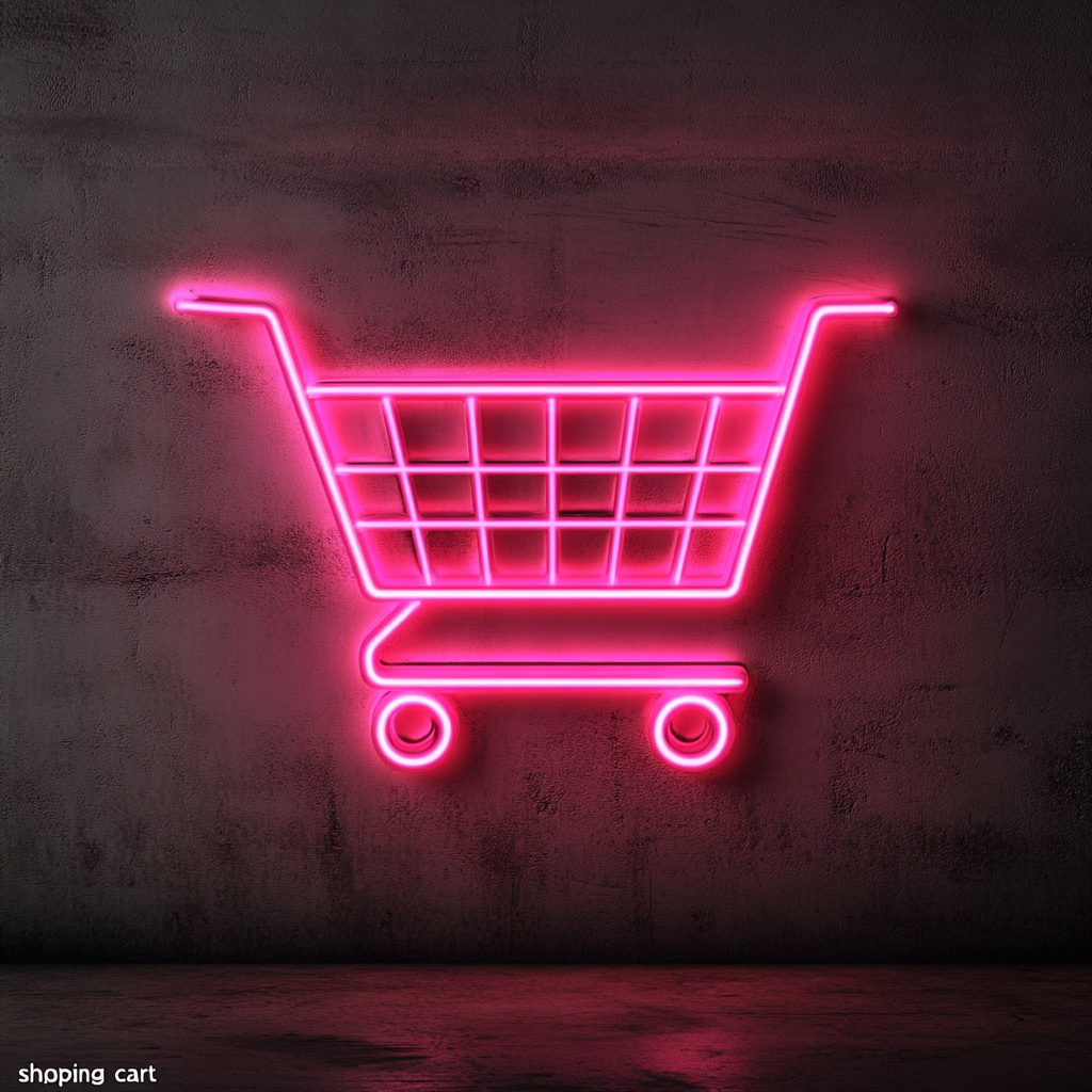 Shopping Cart - Pink Neon Sign, 18 Inches