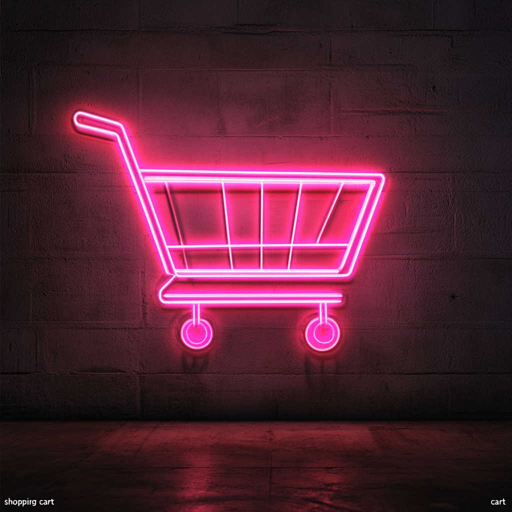 Shopping Cart - Pink Neon Sign, 18 Inches