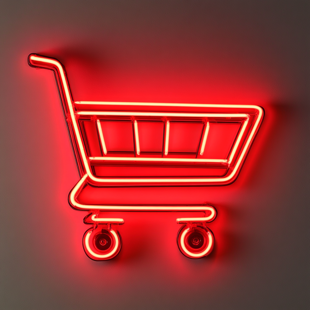 Shopping Cart - Red Neon Sign, 24 Inches