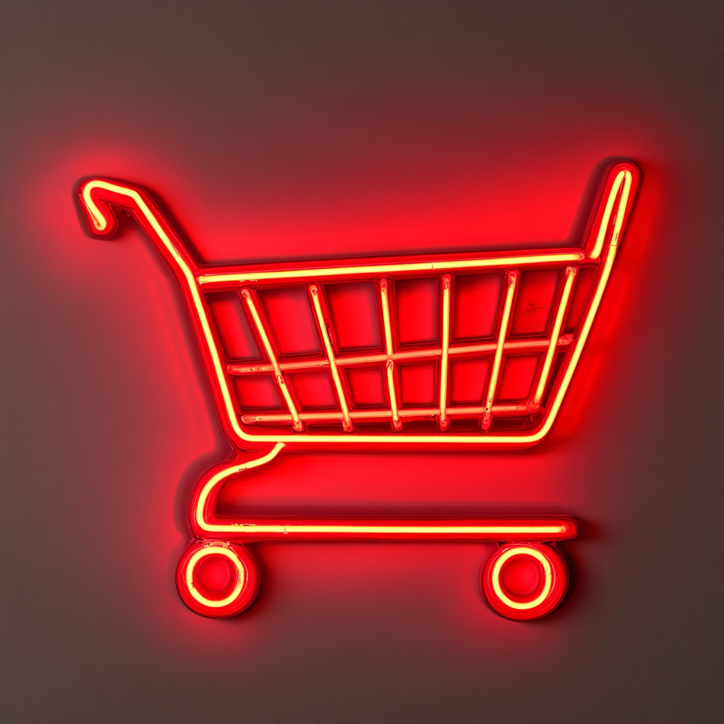 Shopping Cart - Red Neon Sign, 18 Inches