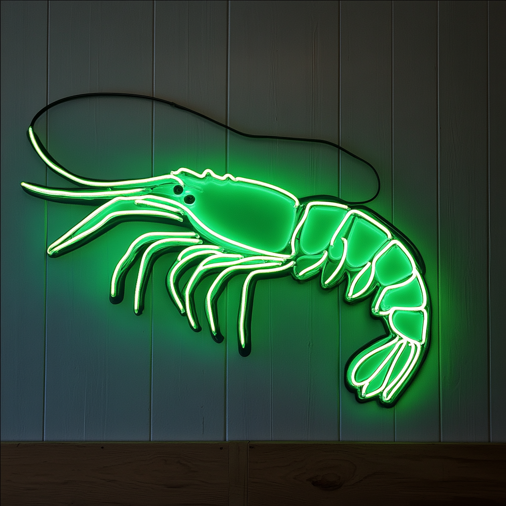 Shrimp - Green Neon Sign, 18 Inches