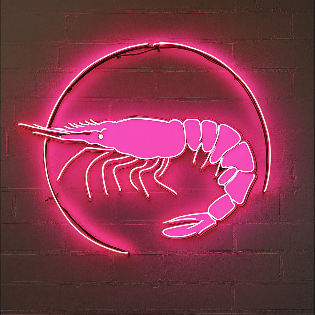 Shrimp - Pink Neon Sign, 18 Inches