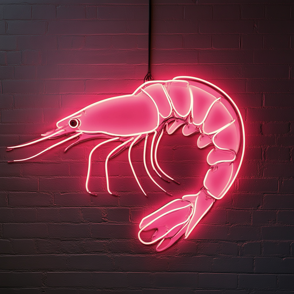 Shrimp - Pink Neon Sign, 18 Inches