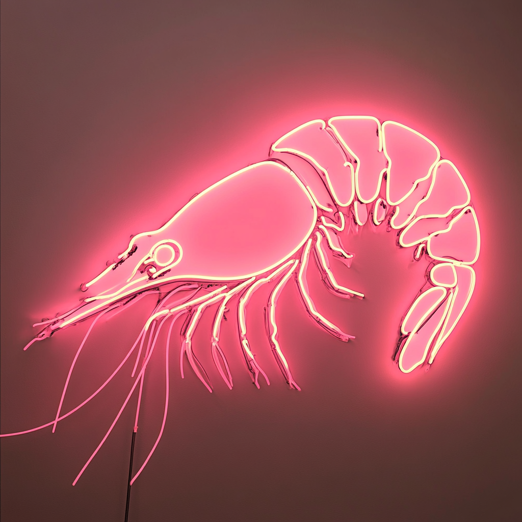 Shrimp - Pink Neon Sign, 18 Inches