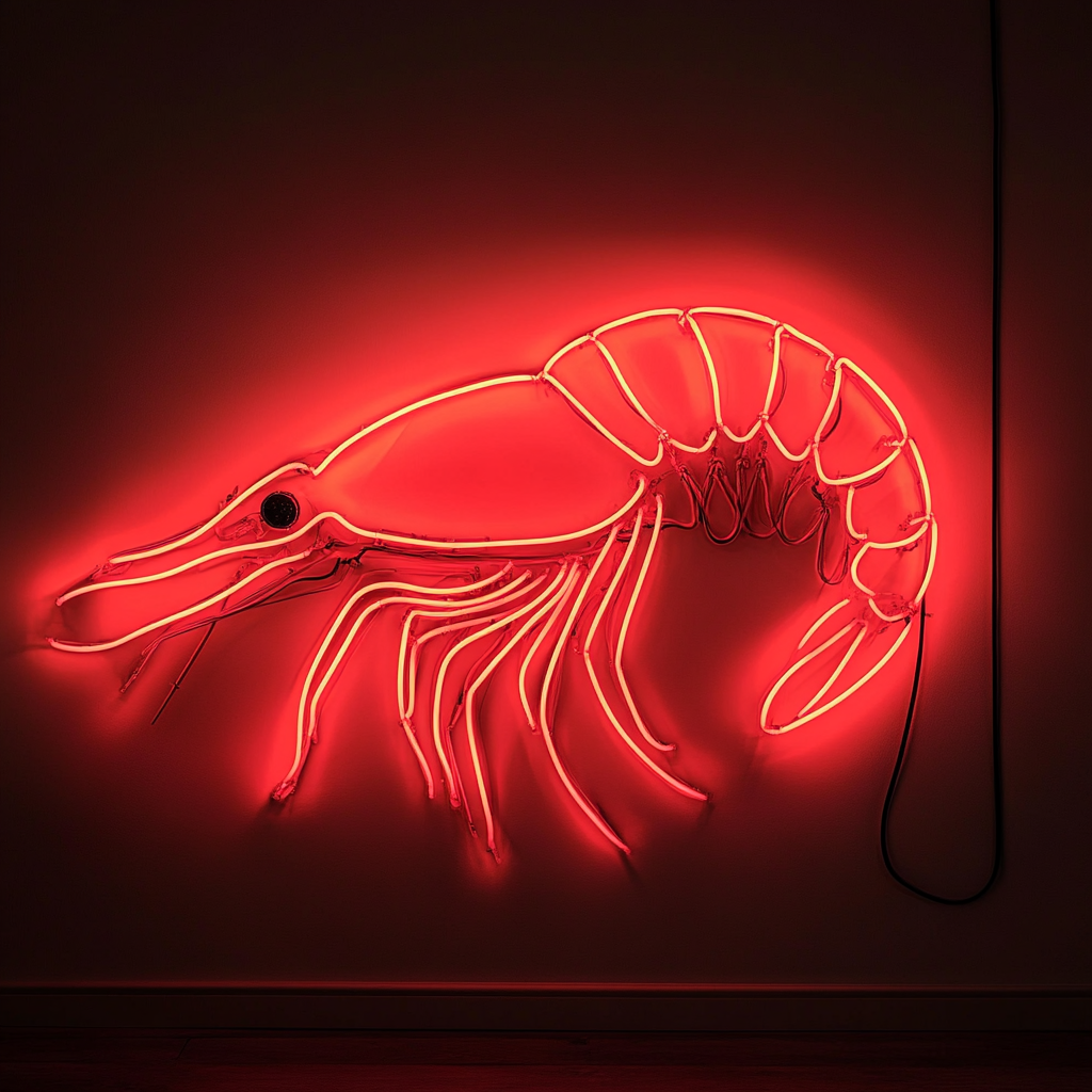 Shrimp - Red Neon Sign, 18 Inches
