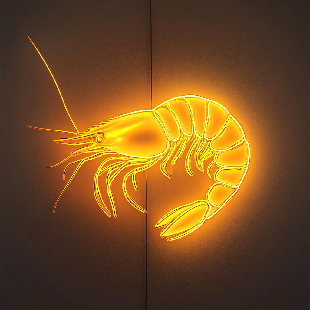 Shrimp - Yellow Neon Sign, 18 Inches
