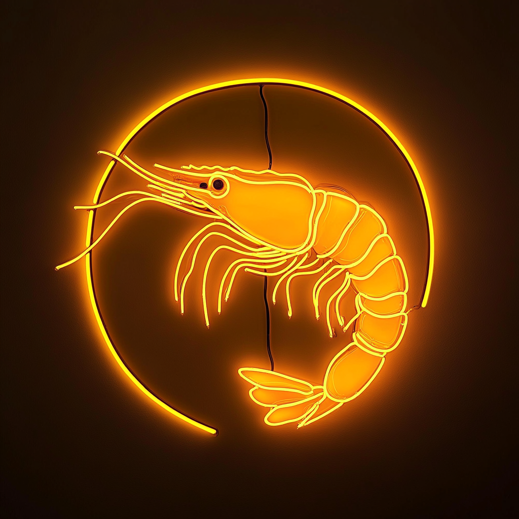 Shrimp - Yellow Neon Sign, 24 Inches