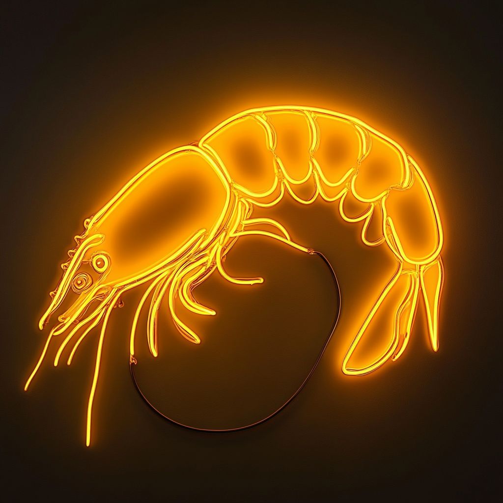 Shrimp - Yellow Neon Sign, 18 Inches