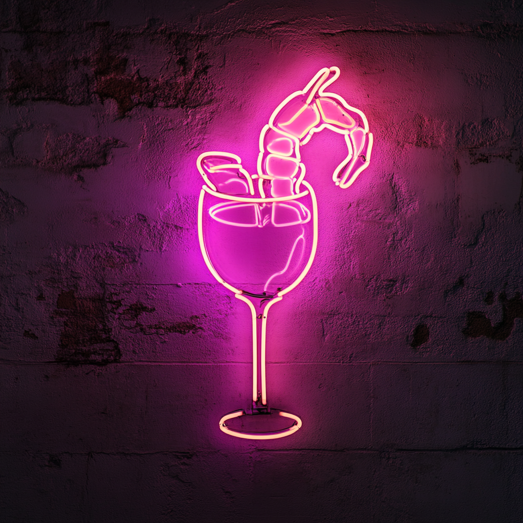 Shrimp Cocktail with Sauce - Pink Neon Sign, 18 Inches