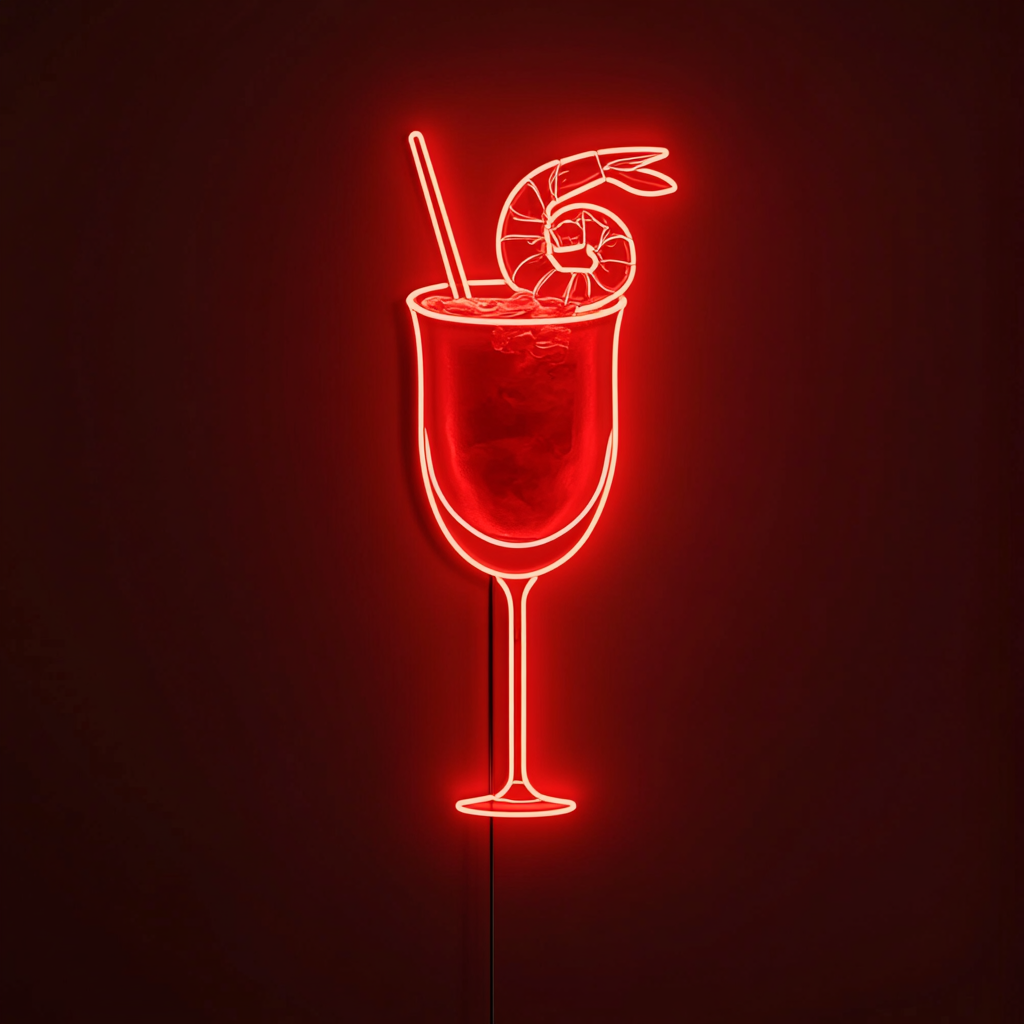 Shrimp Cocktail with Sauce - Red Neon Sign, 24 Inches