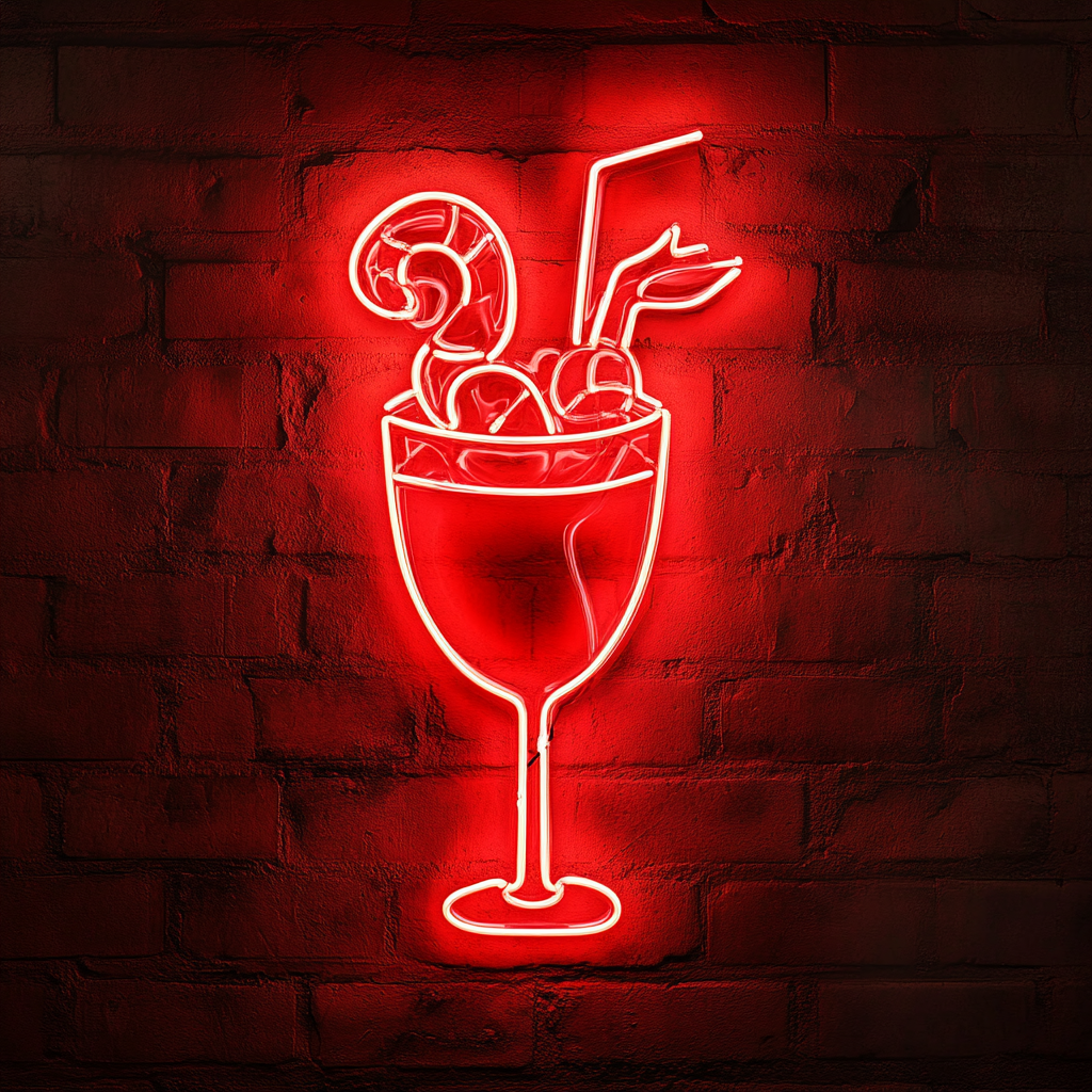 Shrimp Cocktail with Sauce - Red Neon Sign, 24 Inches