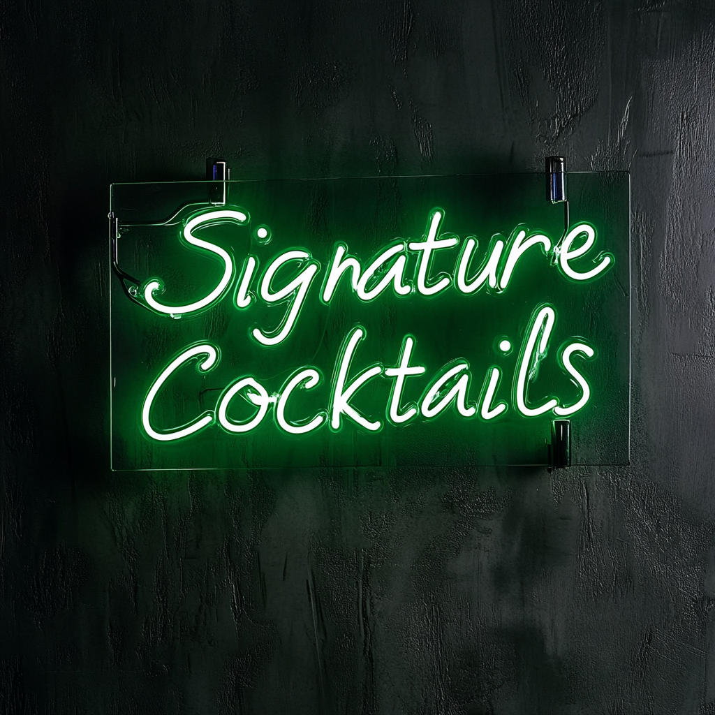"Signature Cocktails" - Green Neon Sign, 24 Inches