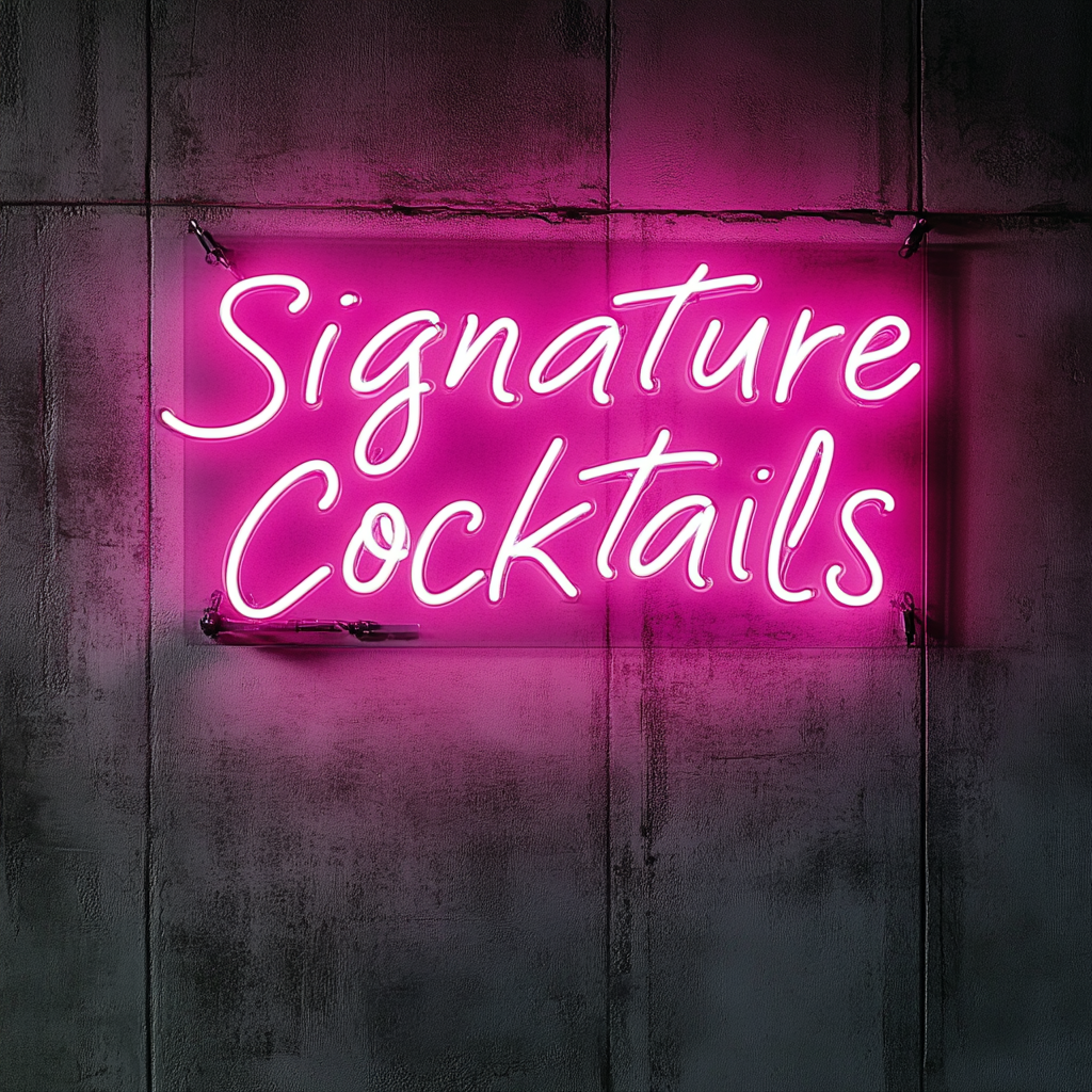 "Signature Cocktails" - Pink Neon Sign, 24 Inches