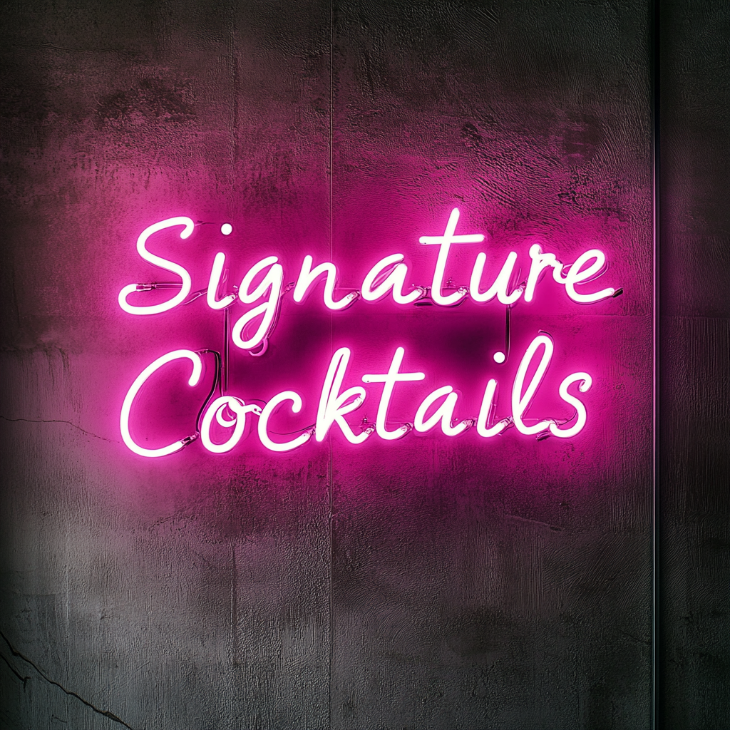 "Signature Cocktails" - Pink Neon Sign, 24 Inches