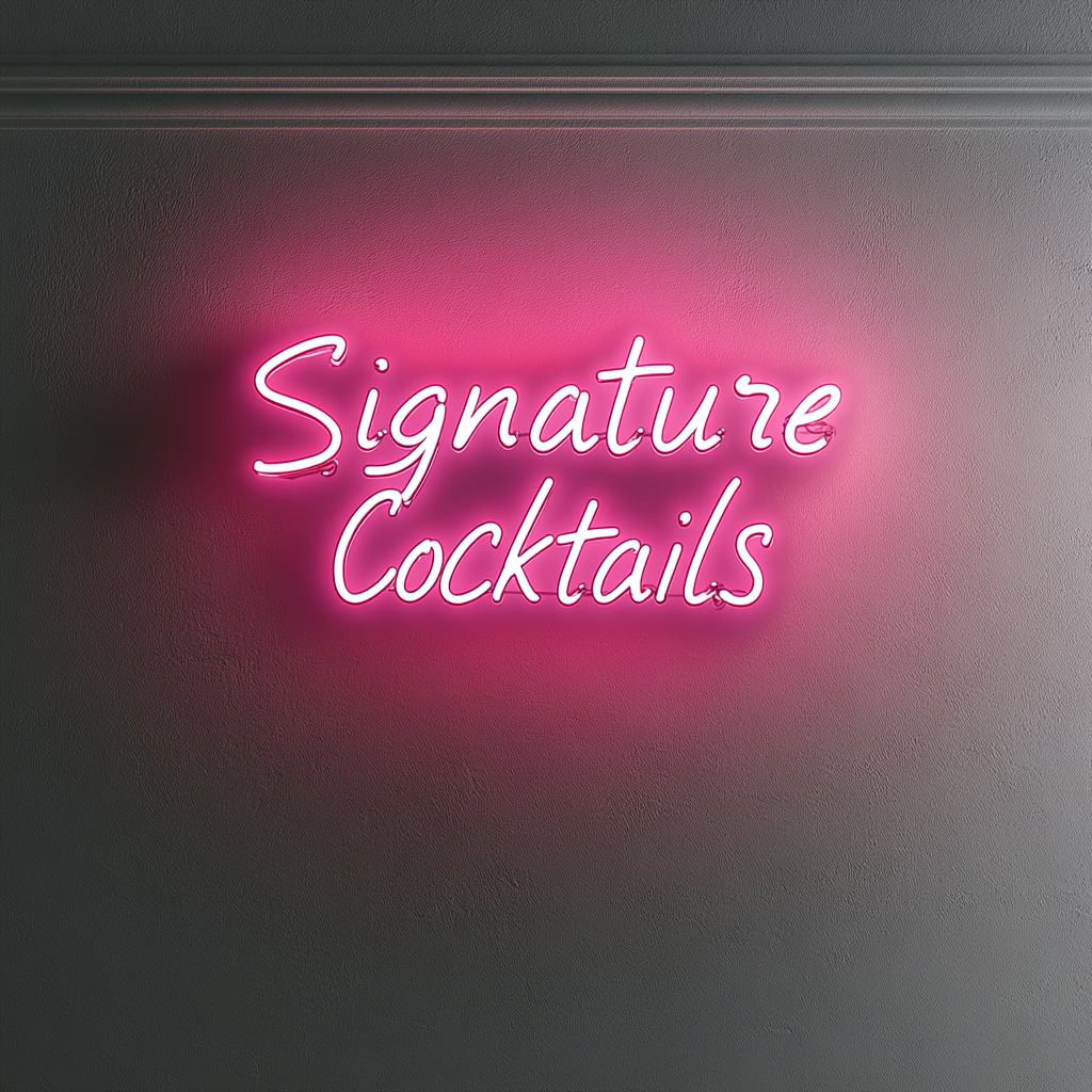 "Signature Cocktails" - Pink Neon Sign, 24 Inches