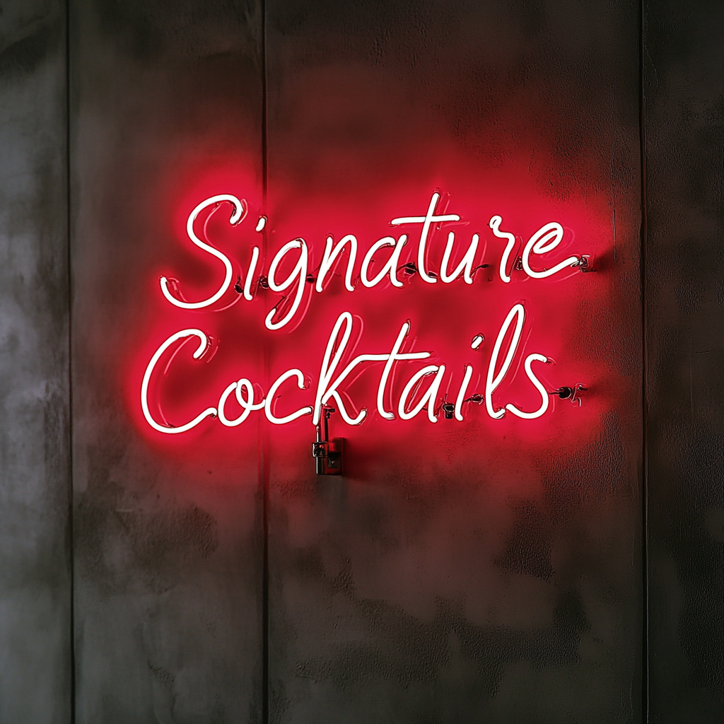 "Signature Cocktails" - Red Neon Sign, 24 Inches