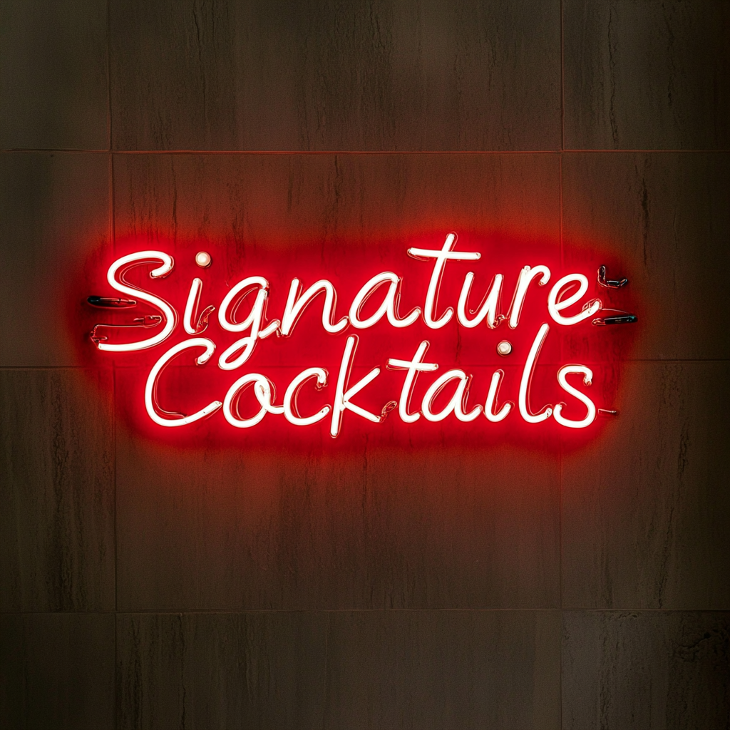 "Signature Cocktails" - Red Neon Sign, 24 Inches