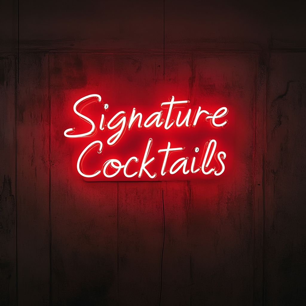 "Signature Cocktails" - Red Neon Sign, 24 Inches