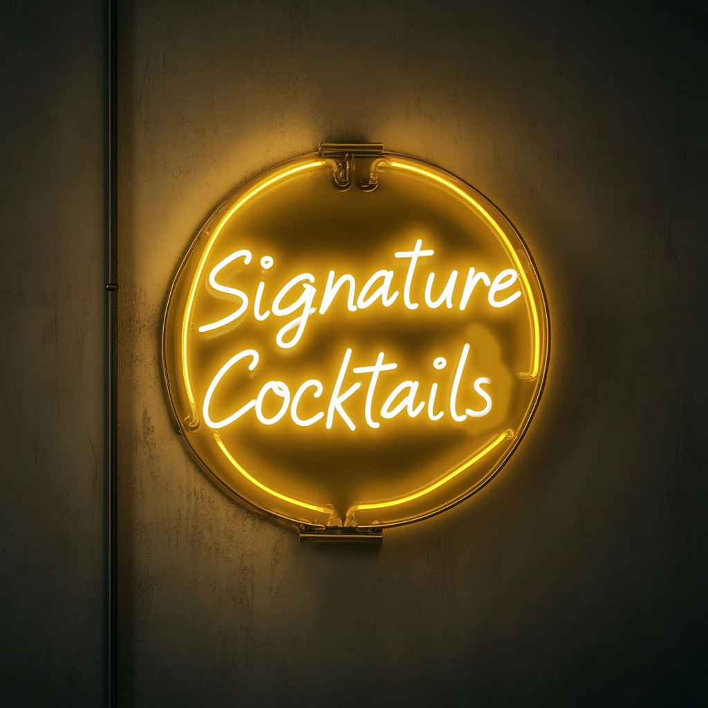 "Signature Cocktails" - Yellow Neon Sign, 24 Inches