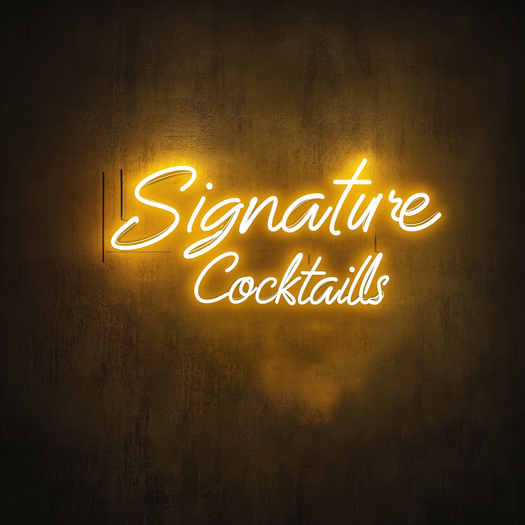 "Signature Cocktails" - Yellow Neon Sign, 24 Inches