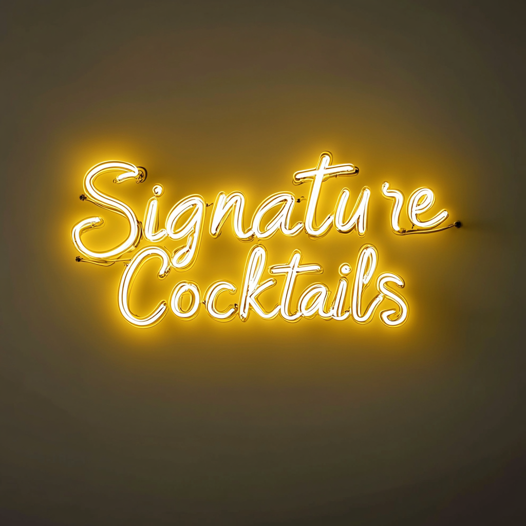 "Signature Cocktails" - Yellow Neon Sign, 24 Inches